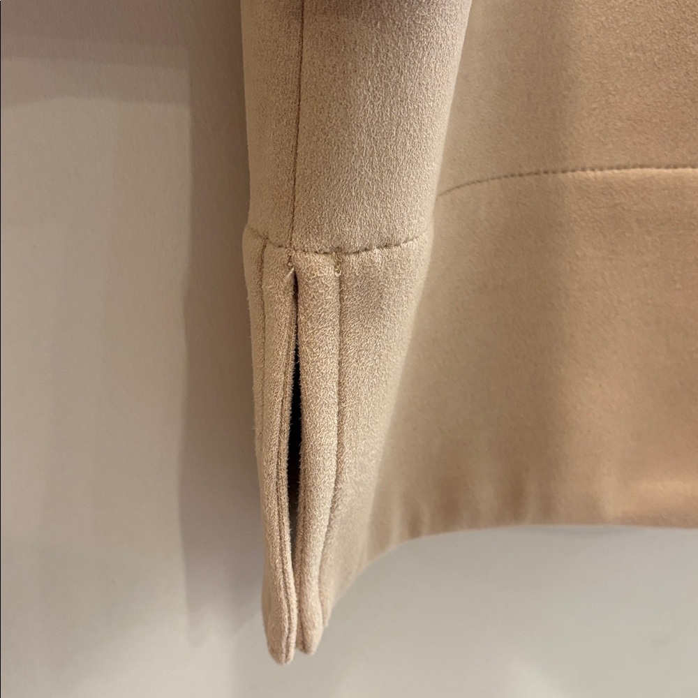 Tuckernuck  Bone Tan Suede Margot Stand Collar Blouse Tunic Top Large - Picture 3 of 7
